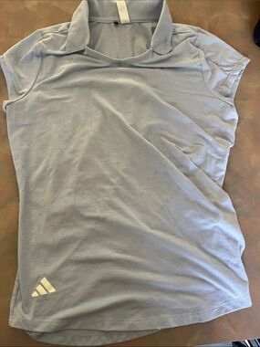 adidas Pale Blue Women's Athletic Polo Top